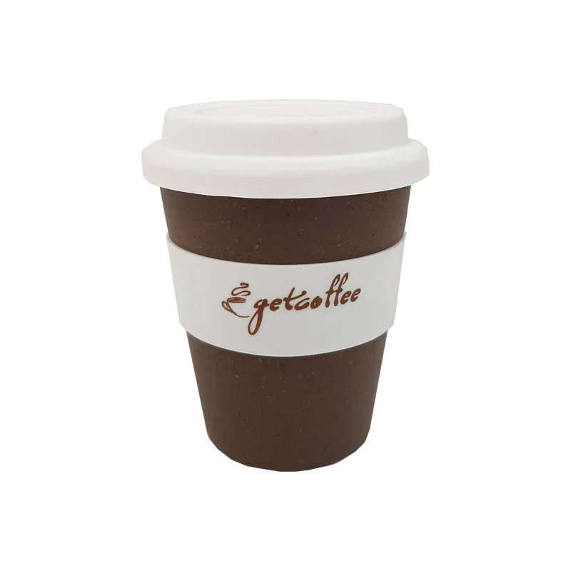 Φωτογραφία προϊόντος: Eco Friendly Reusable Cup Getcoffee ποτήρι καφέ με καπάκι 350ml 50% coffee husk and 50% PP - 1 τεμ.