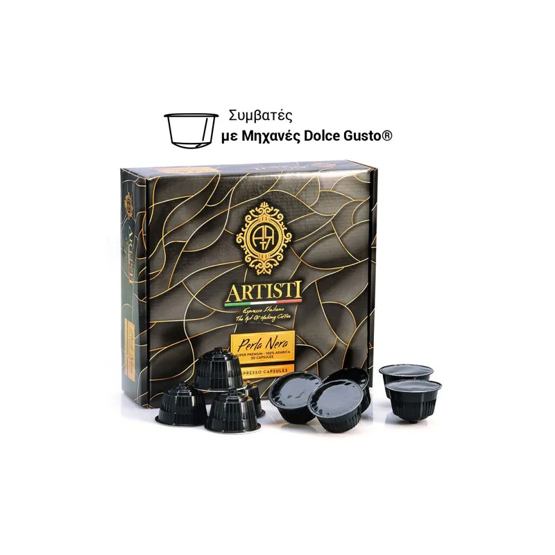 Φωτογραφία προϊόντος: Artisti Perla Nera 100% Arabica Dolce Gusto κάψουλες - 50 τεμάχια