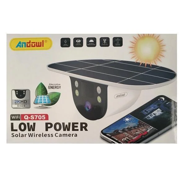 Φωτογραφία προϊόντος: OEM Andowl-Q-S705 Ασύρματη IP κάμερα εξωτερικού χώρου με ηλιακή ενέργεια με απομακρυσμένη ζωντανή προβολή Λευκό
