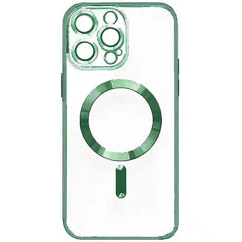 Φωτογραφία προϊόντος: iPhone 13 Pro Max Magnetic (Magsafe) TPU Silicone Back Cover Case Transparent with GREEN Electroplating Frame (oem)