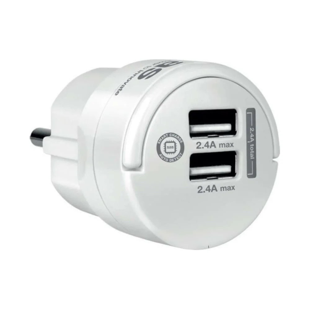 Φωτογραφία προϊόντος: Sas Φορτιστής Σούκο με 2 Usb 2.4A Λευκό - 100-15-143