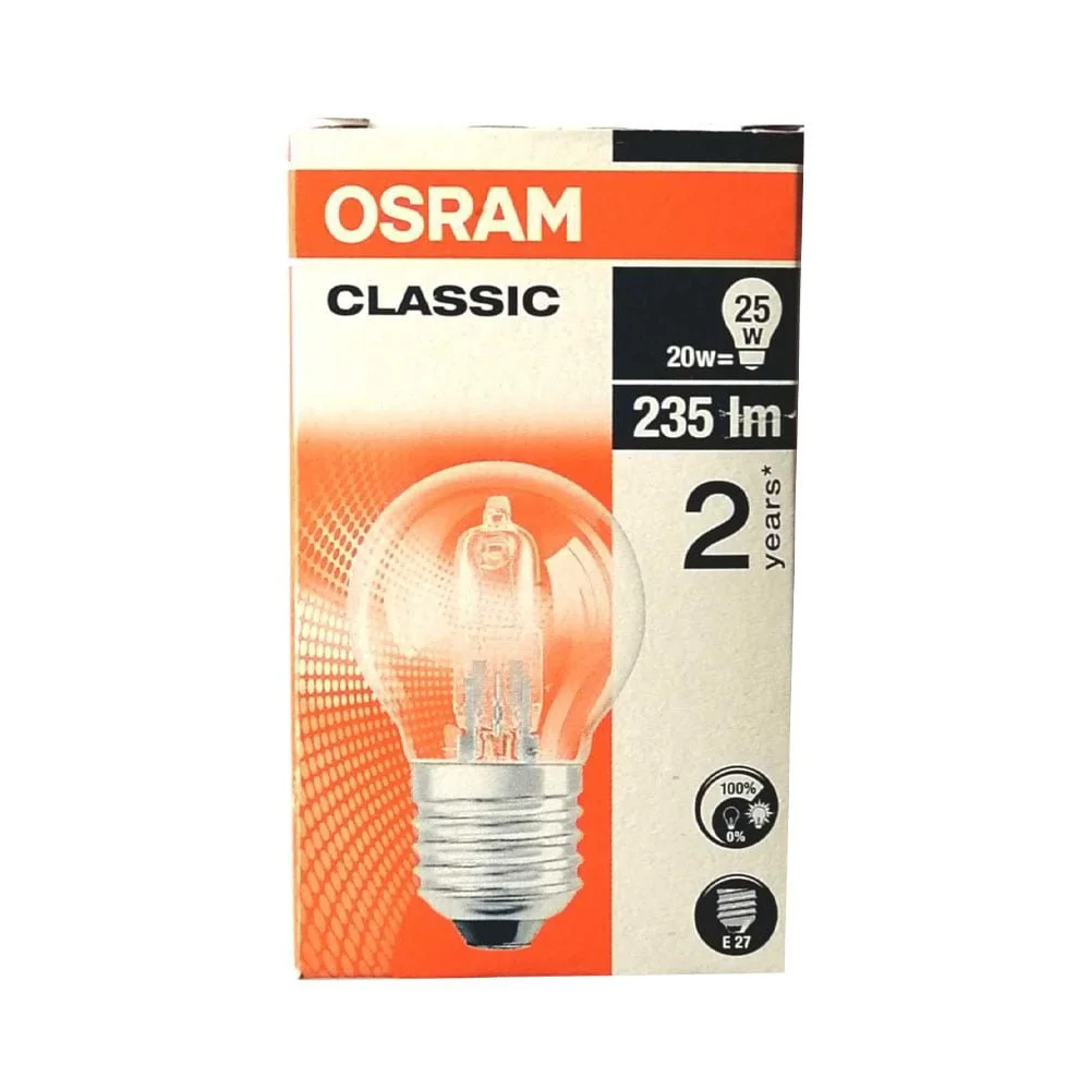 Φωτογραφία προϊόντος: Osram Λάμπα Αλογόνου Classic eco E27 20w - 31376