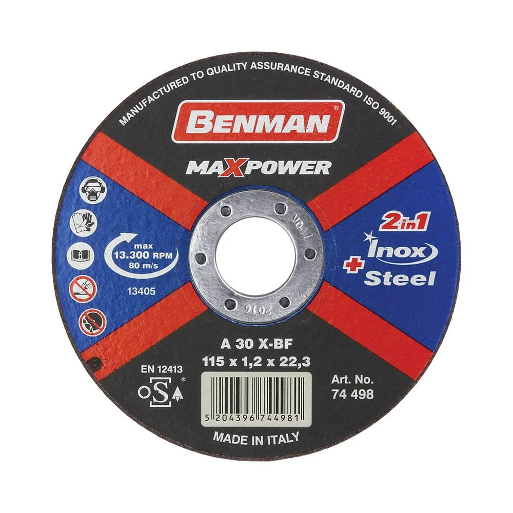 Φωτογραφία προϊόντος: Benman Max Power Δίσκος Κοπής Inox και Σιδήρου 125mm x 1.2 x 22.3 - 74499