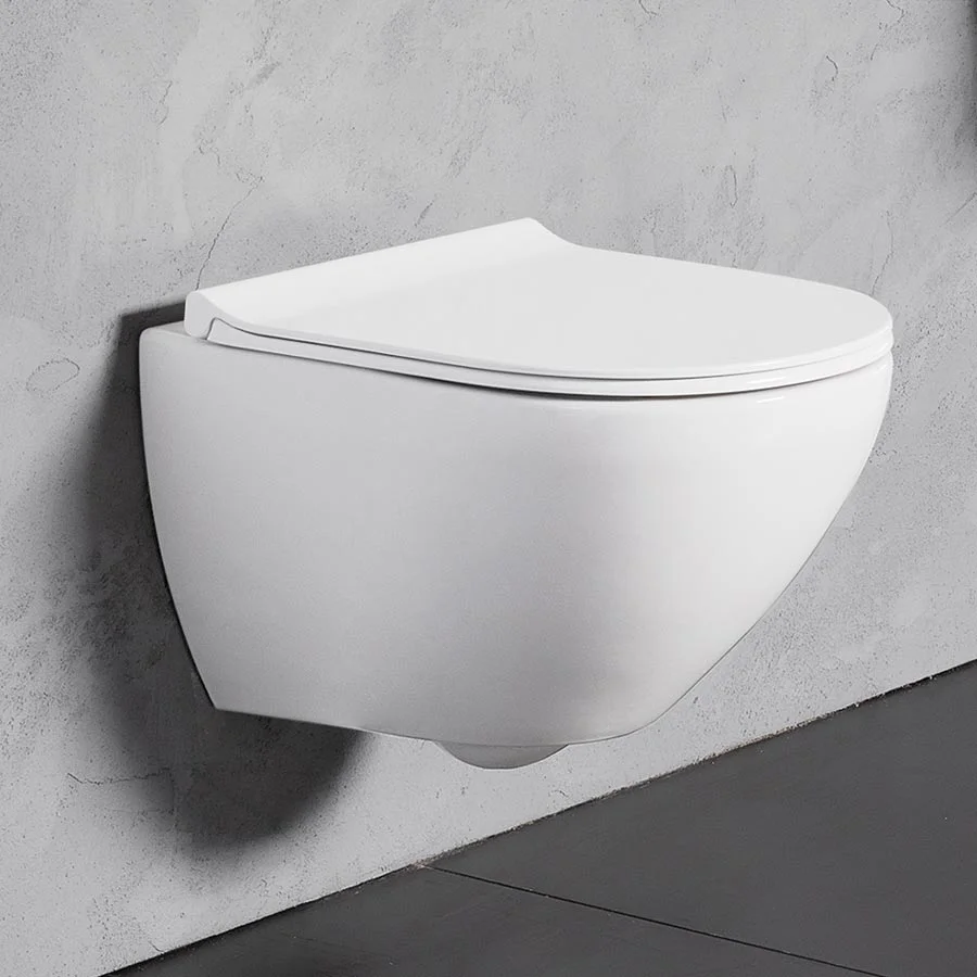 Φωτογραφία προϊόντος: Bianco Ceramica REMO Κρεμαστή Λεκάνη Με Κάλυμμα Βακελίτη, Λευκό 52cm, Slim Soft Close RM11000SC
