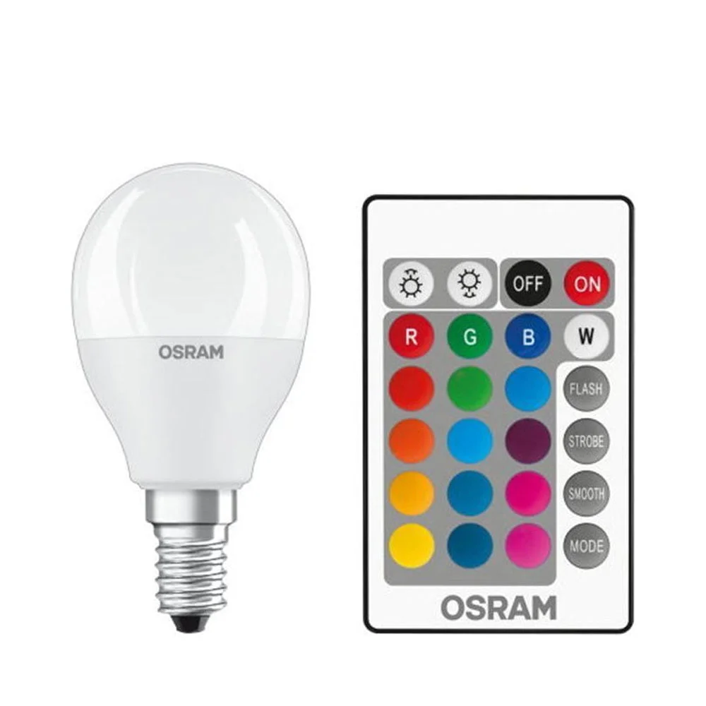 Φωτογραφία προϊόντος: Osram Led E14 RGB White Λάμπα Σφαιρική Με Τηλεχειρισμό 5.5 Watt - 44724