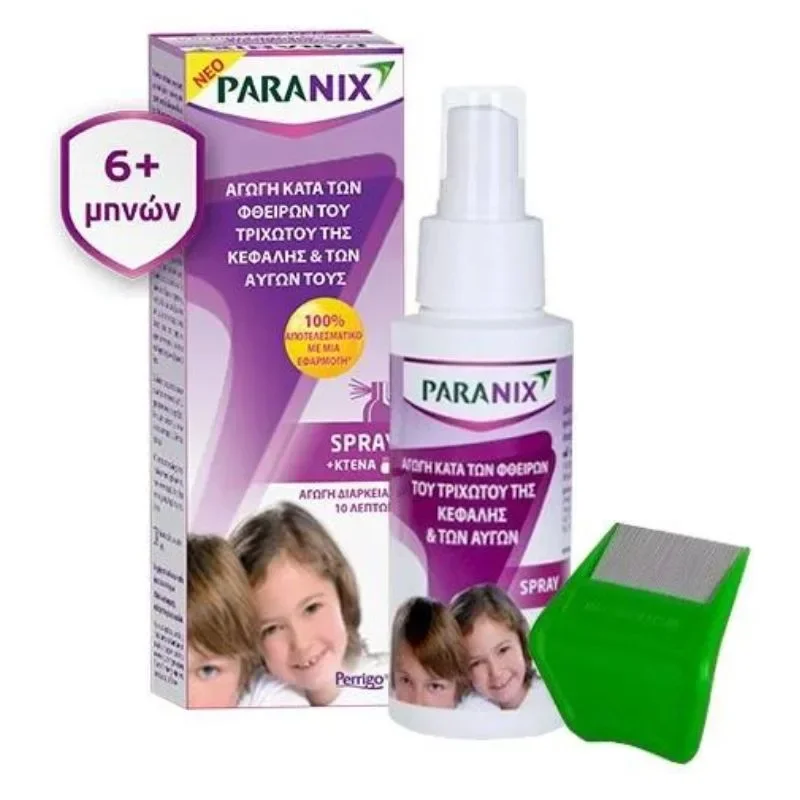 Φωτογραφία προϊόντος: Paranix Αντιφθειρικό Spray Αγωγής Κατά Των Φθειρών (Ψείρες) & Των Αυγών 100ml & Κτένα
