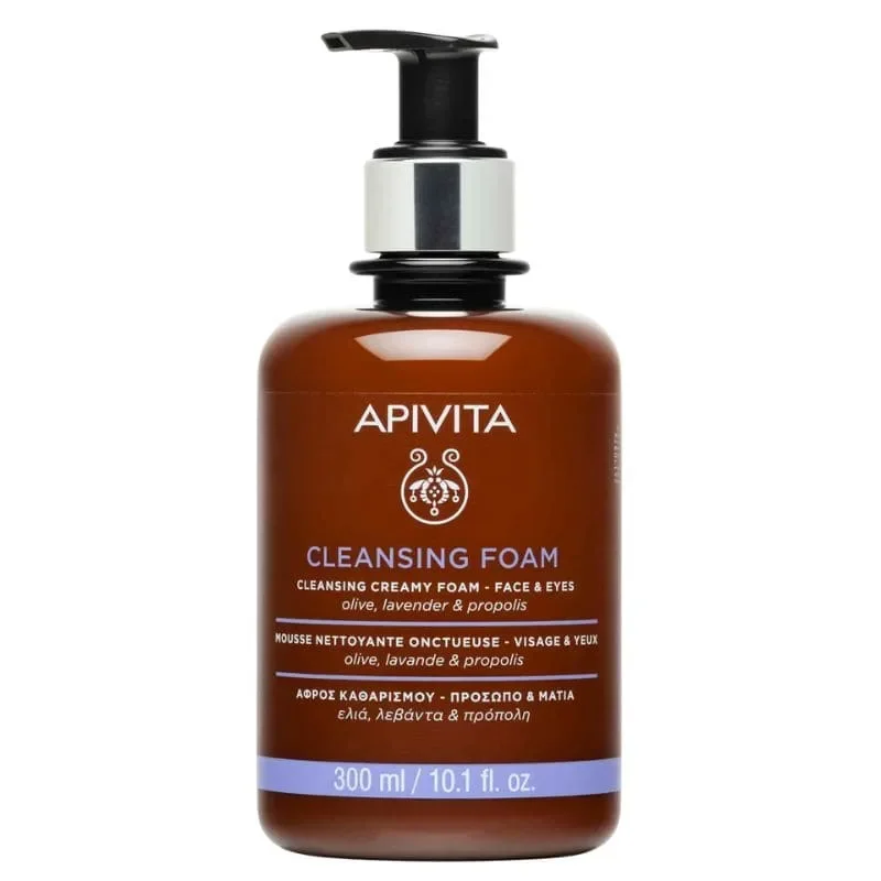Φωτογραφία προϊόντος: Apivita Cleansing Foam Κρεμώδης Αφρός Καθαρισμού Για Πρόσωπο & Μάτια Με Ελιά & Λεβάντα 300ml