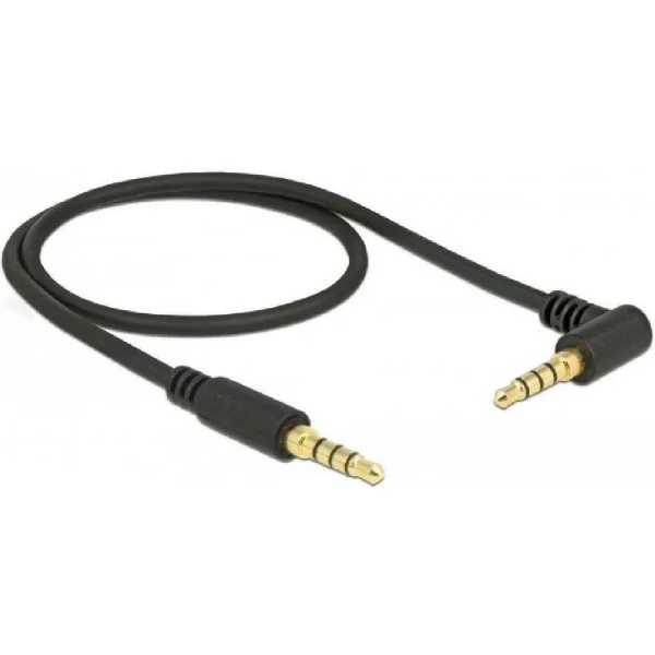Φωτογραφία προϊόντος: DELOCK καλώδιο 3.5mm 85613, γωνιακό, 24AWG, gold plated, 2m, μαύρο
