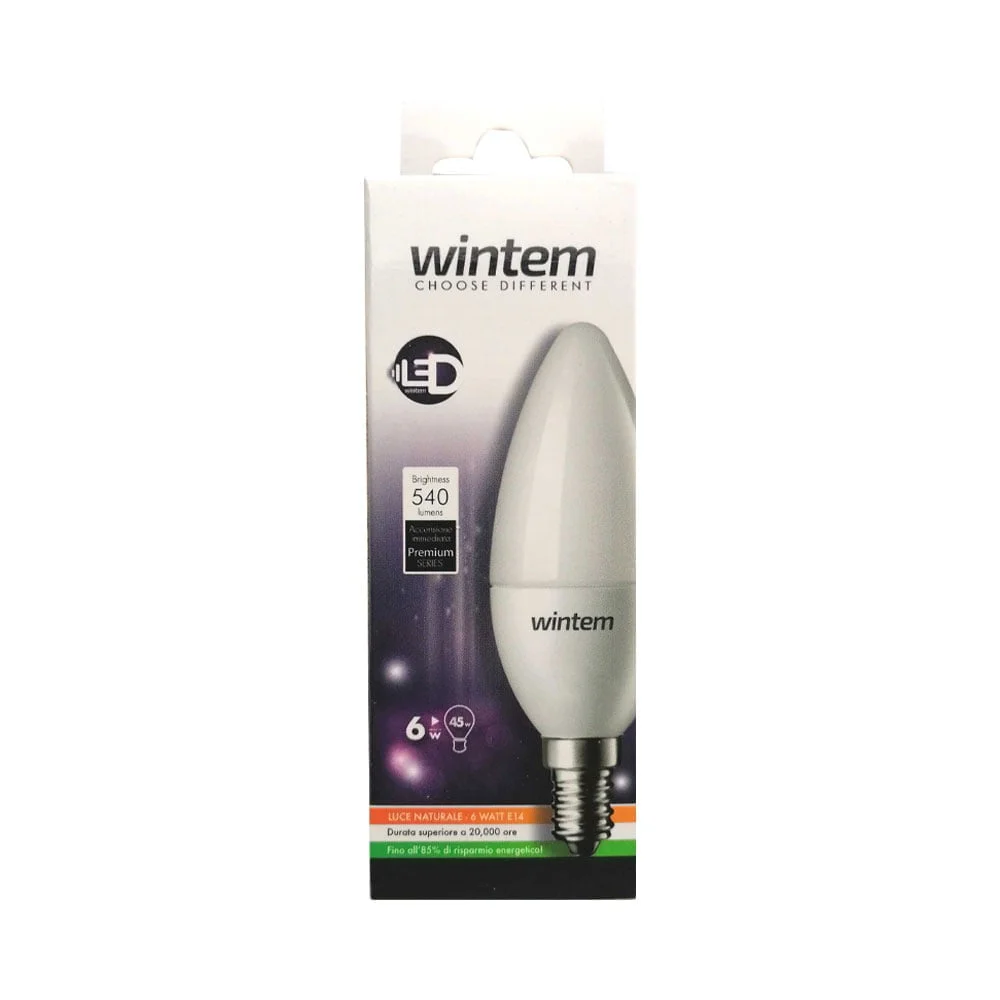 Φωτογραφία προϊόντος: Wintem Λάμπα Led E14 6W 4500K Κερί Φυσικό Λευκό - 013230