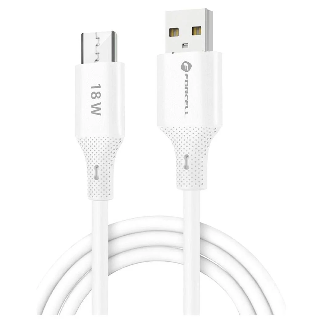 Φωτογραφία προϊόντος: FORCELL F-ENERGY C341 cable USB A to Micro USB QC3.0 2,4A 18W Silicone 1 m white