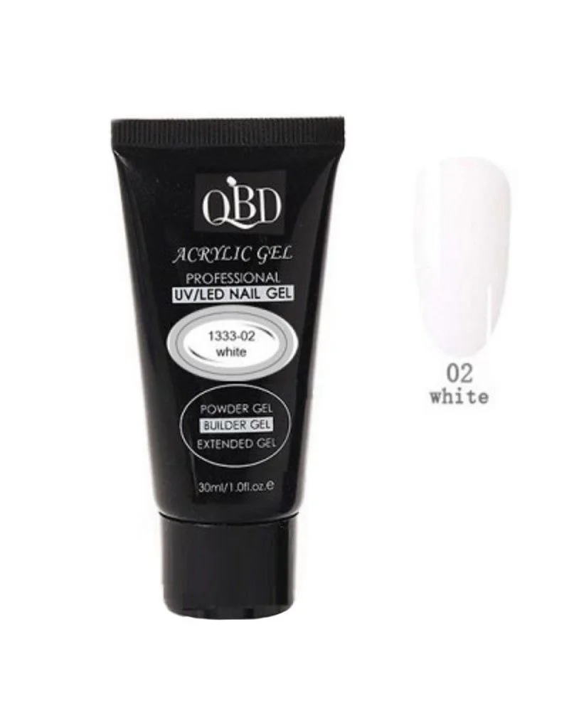 Φωτογραφία προϊόντος: GEL ΧΤΙΣΙΜΑΤΟΣ QBD ACRYLIC GEL UV/LED NAIL GEL – SOAK OFF WHITE 30ML 1333-02