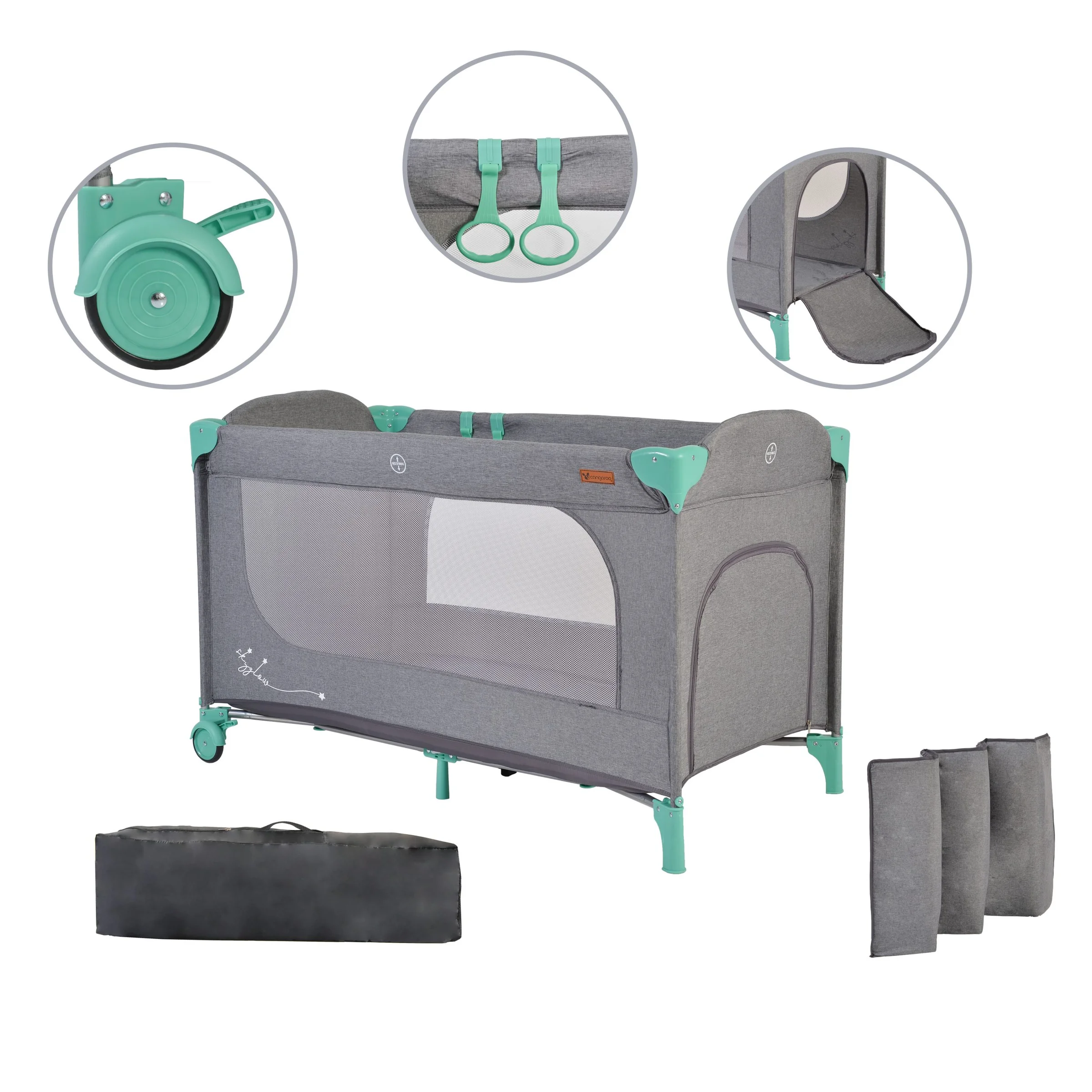 Φωτογραφία προϊόντος: CANGAROO - Baby travel cot Skyglow 1 mint - 3800146248925