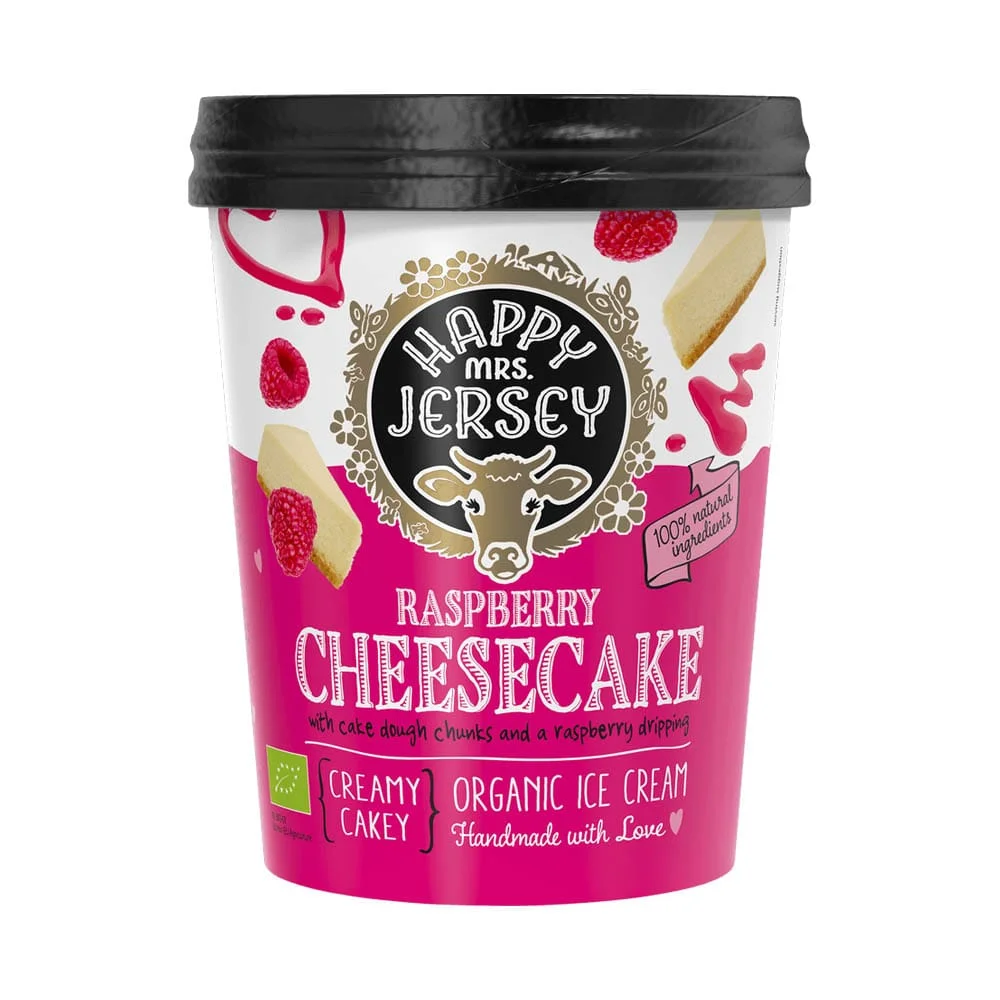 Φωτογραφία προϊόντος: Παγωτό Cheesecake με Σμέουρο 500mL Happy Mrs Jersey Bio - 221029362 Ολλανδία Βιολογικό προϊόν