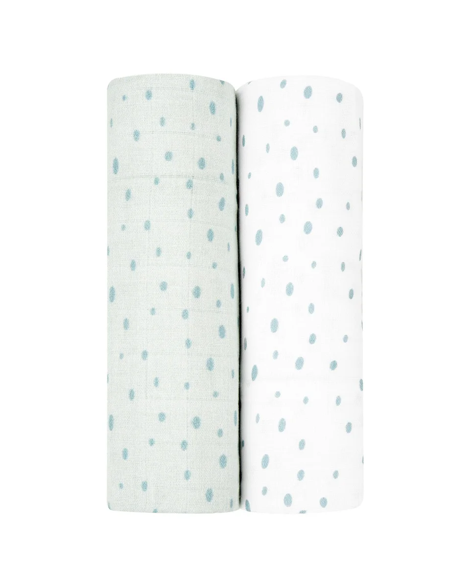 Φωτογραφία προϊόντος: Kikka Boo - Muslin swaddle set 2pcs 80x80 cm Dots Blue - 31103010069