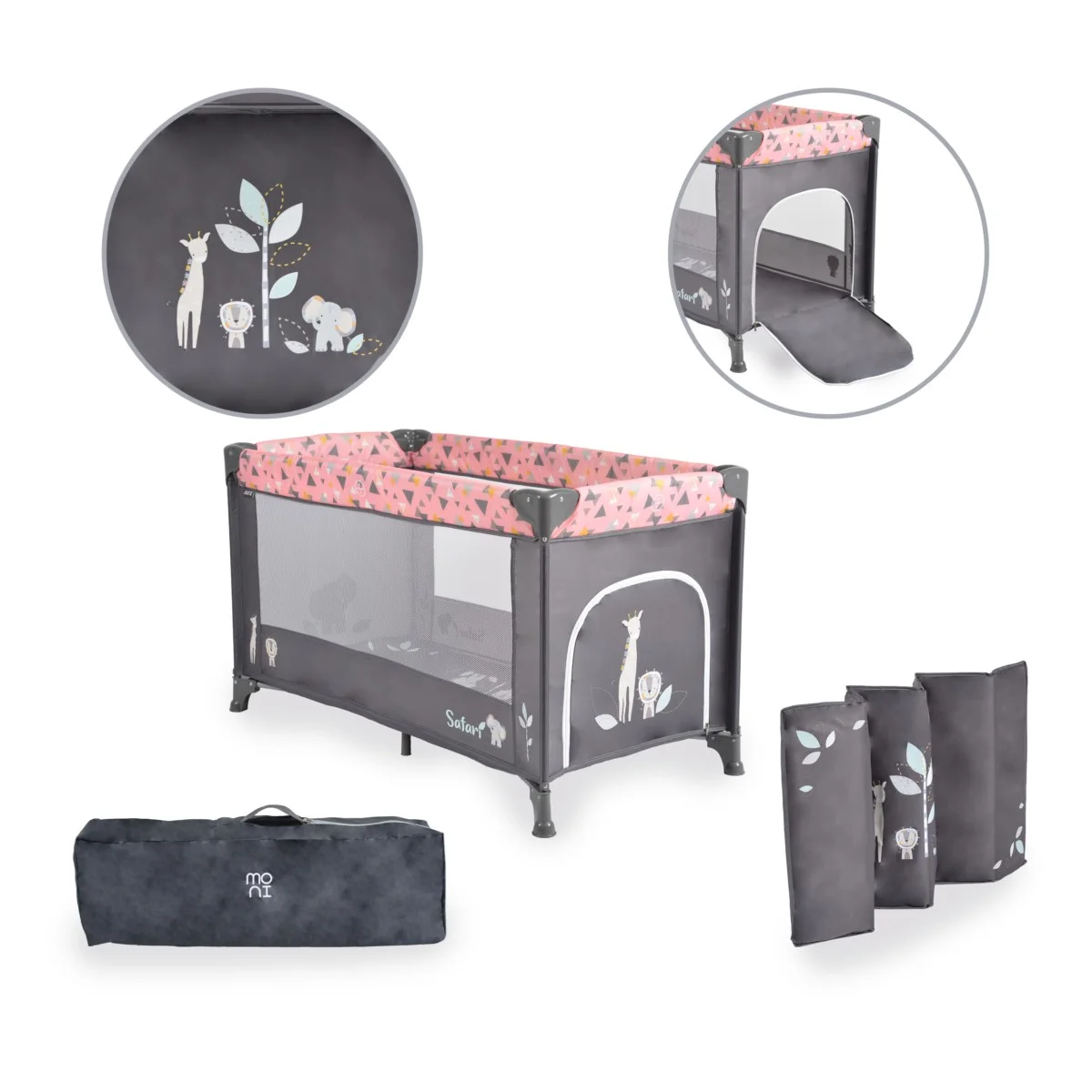 Φωτογραφία προϊόντος: MONI - Folding cot Safari pink - 3800146248635