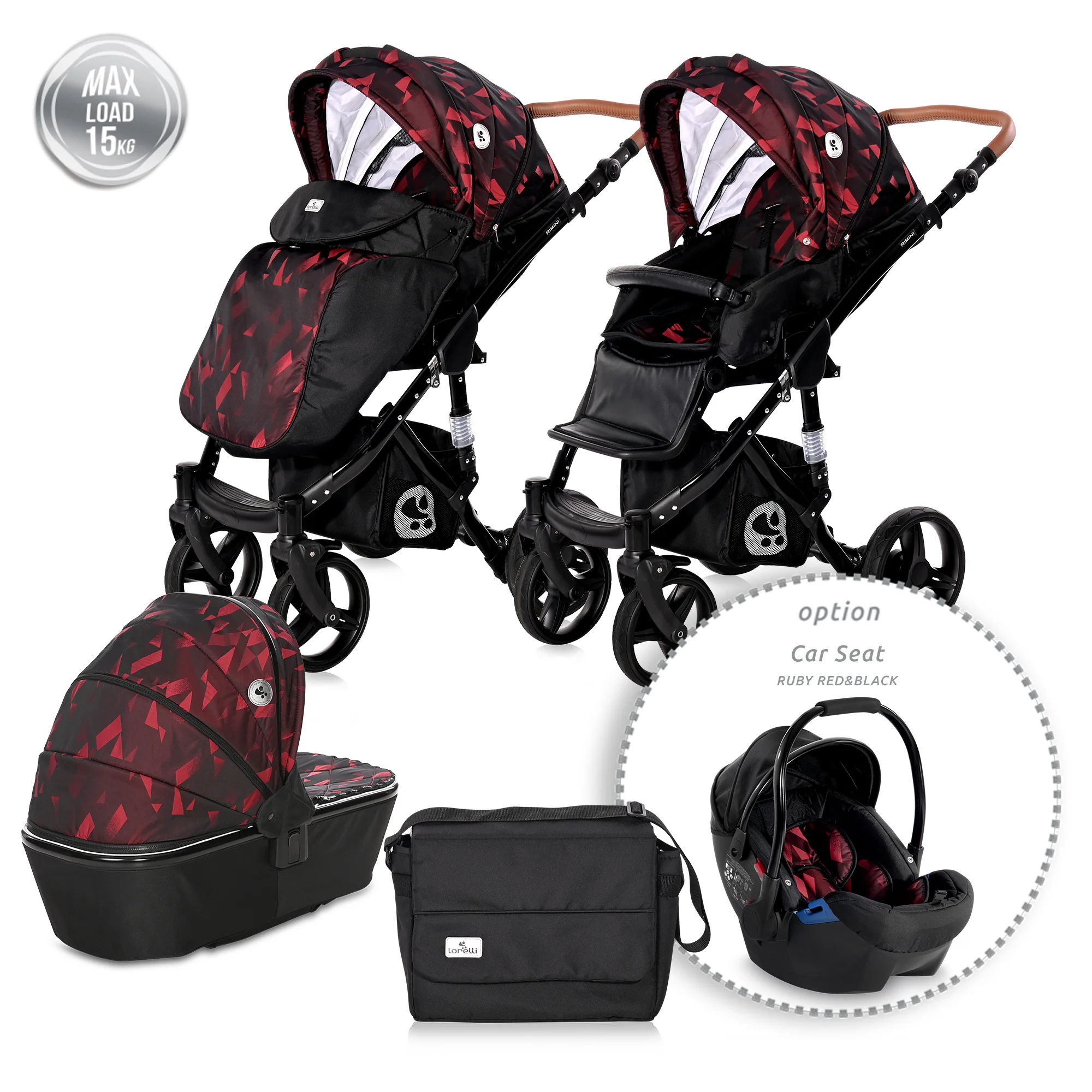 Φωτογραφία προϊόντος: LORELLI - BABY STROLLER RIMINI + MAMA BAG RUBY RED + BLACK - 10021052165