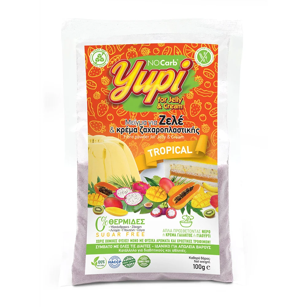 Φωτογραφία προϊόντος: No Carb® Μείγμα για Ζελέ & Κρέμα Ζαχ/κης Tropical Yupi NoCarb 100g
