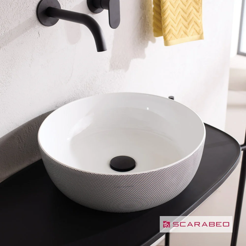 Φωτογραφία προϊόντος: Scarabeo Glam Επικαθήμενος Νιπτήρας Πορσελάνης 39x39cm Μαύρος 1807-senr