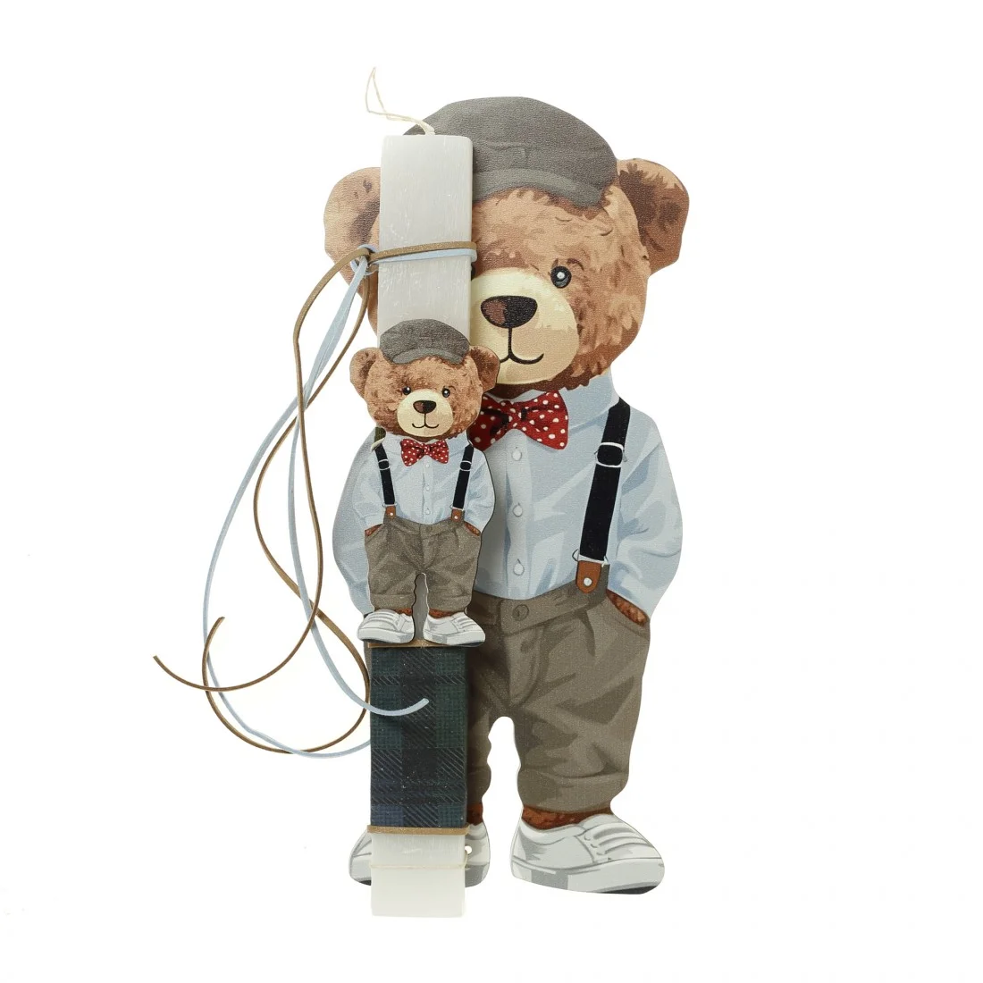 Φωτογραφία προϊόντος: Πασχαλινή Λαμπάδα "Little Gentleman Bear" με Ξύλινο Διακοσμητικό