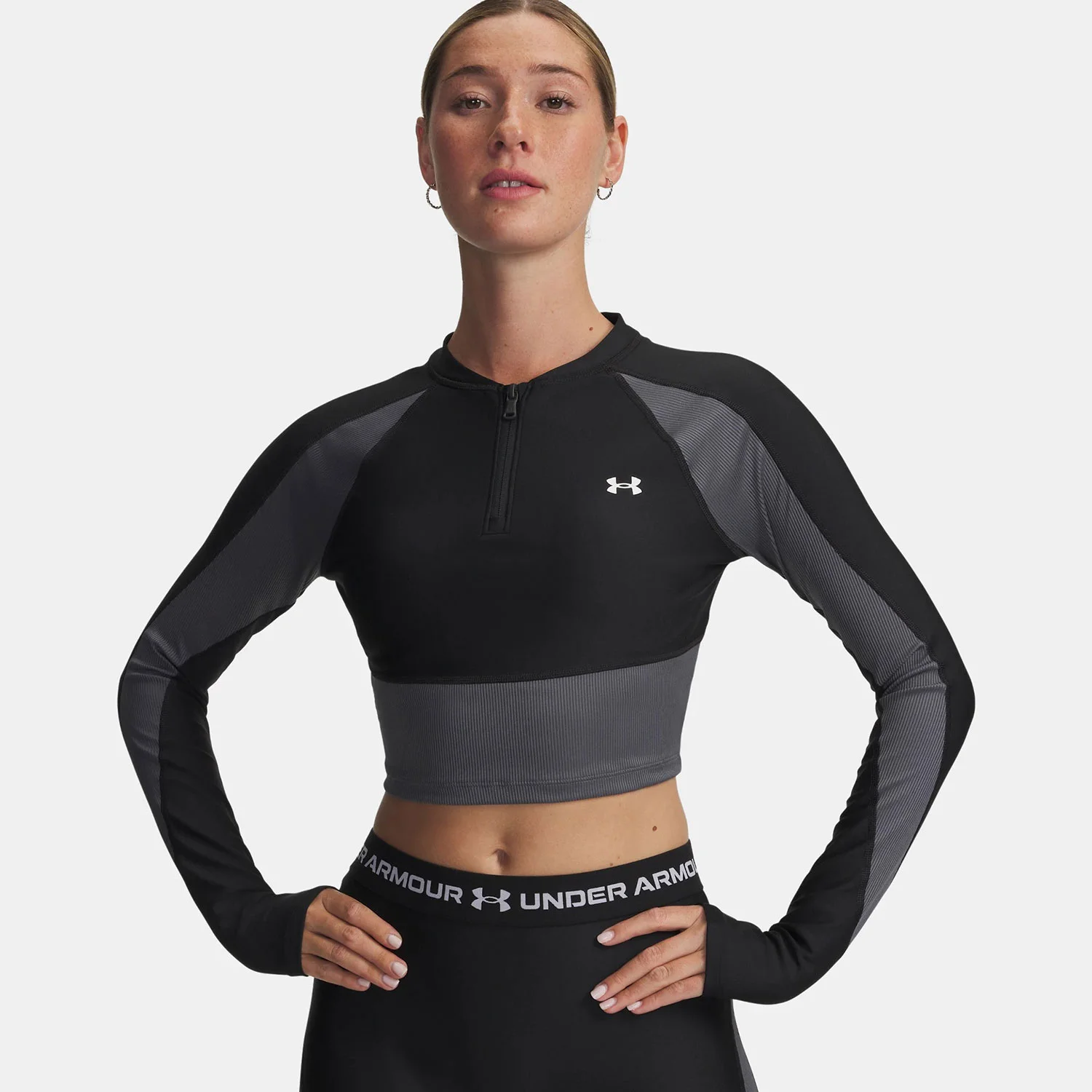 Φωτογραφία προϊόντος: Under Armour HeatGear Rib 1/4 Zip Top - Black/Grey