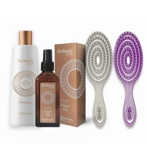 Φωτογραφία προϊόντος: KYANA Herboria Max Argan Oil Set 2 (Shampoo 250ml + Argan Oil 100ml) Gift BioFriendly Hairbrush