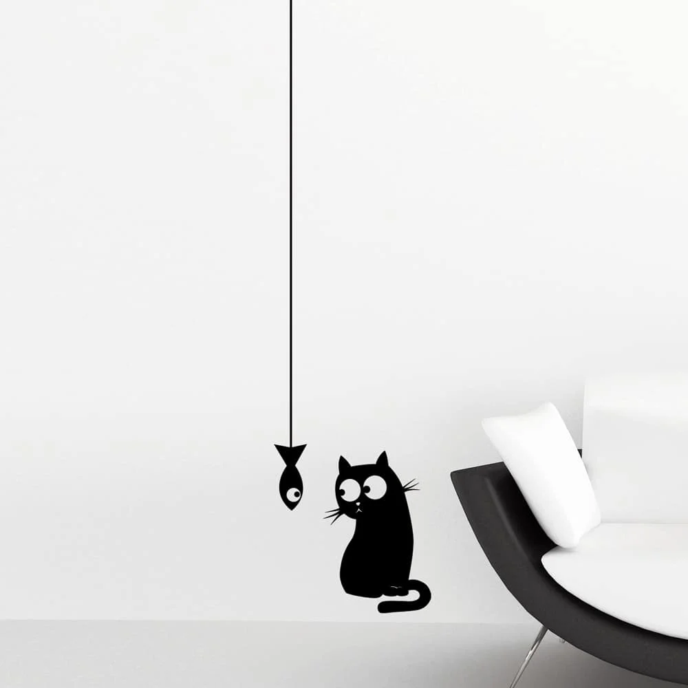 Φωτογραφία προϊόντος: Ango Cat & Fish αυτοκόλλητα τοίχου βινυλίου S (59159)