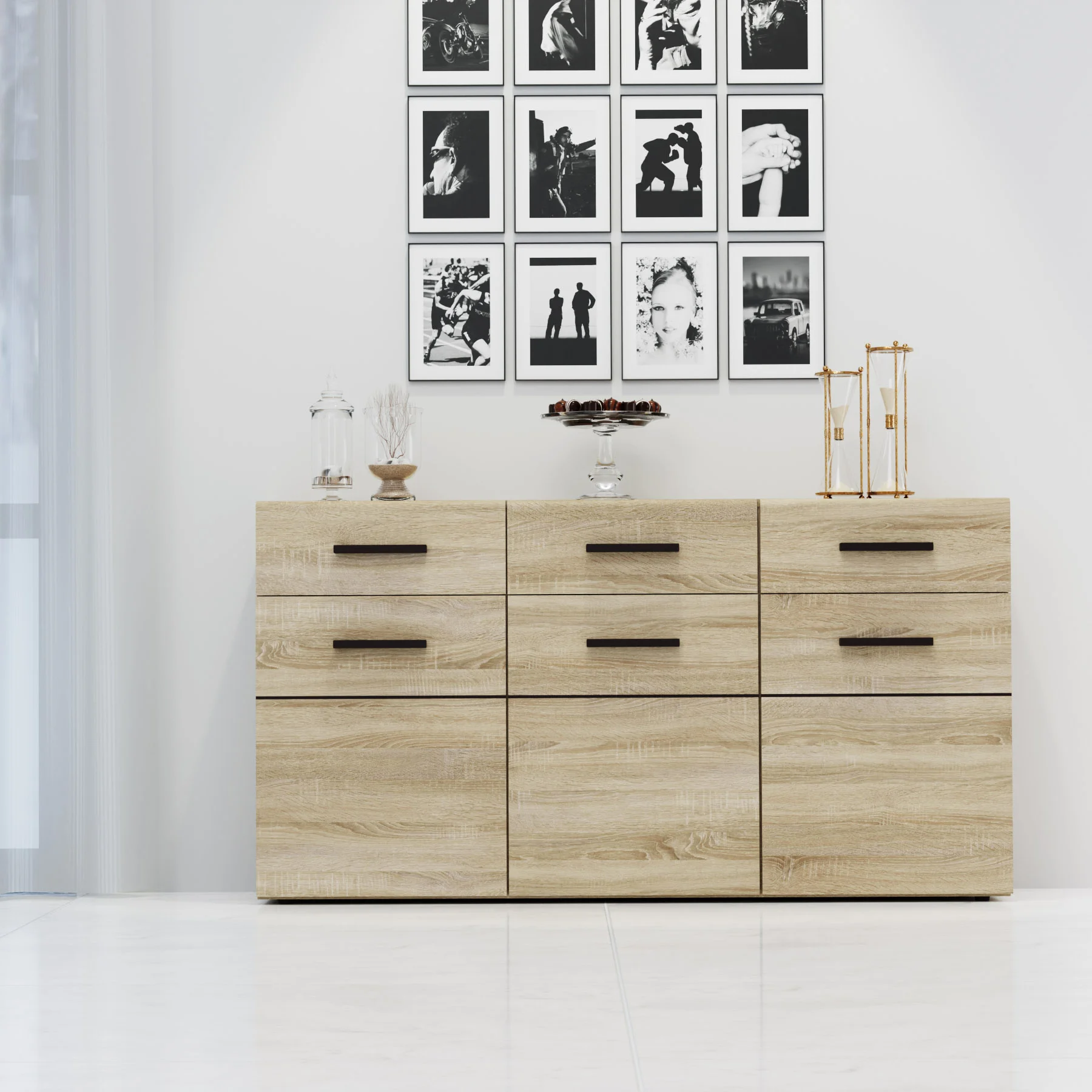 Φωτογραφία προϊόντος: AlphaB2B Μπουφές Solo 150x41x82cm Sonoma με Wenge και MDF Καμπυλωτό τελείωμα στις πόρτες