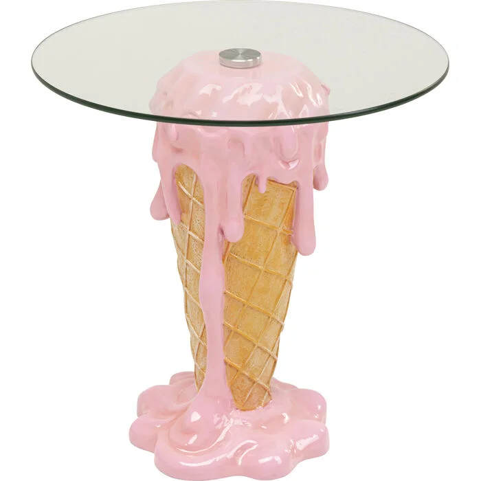 Φωτογραφία προϊόντος: KARE Τραπέζι Βοηθητικό Ice Cream Γυαλί Ροζ 48*48*49εκ. - Ροζ - 48Μx48Πx49Υ