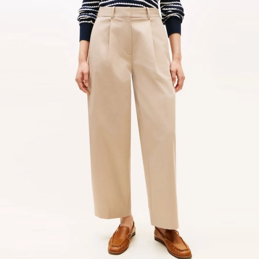 Φωτογραφία προϊόντος: TOMMY HILFIGER COTTON PLEATED BARREL CHINO PANTS WOMEN TOMMY HILFIGER ΜΠΕΖ (WW0WW48993-AEG)