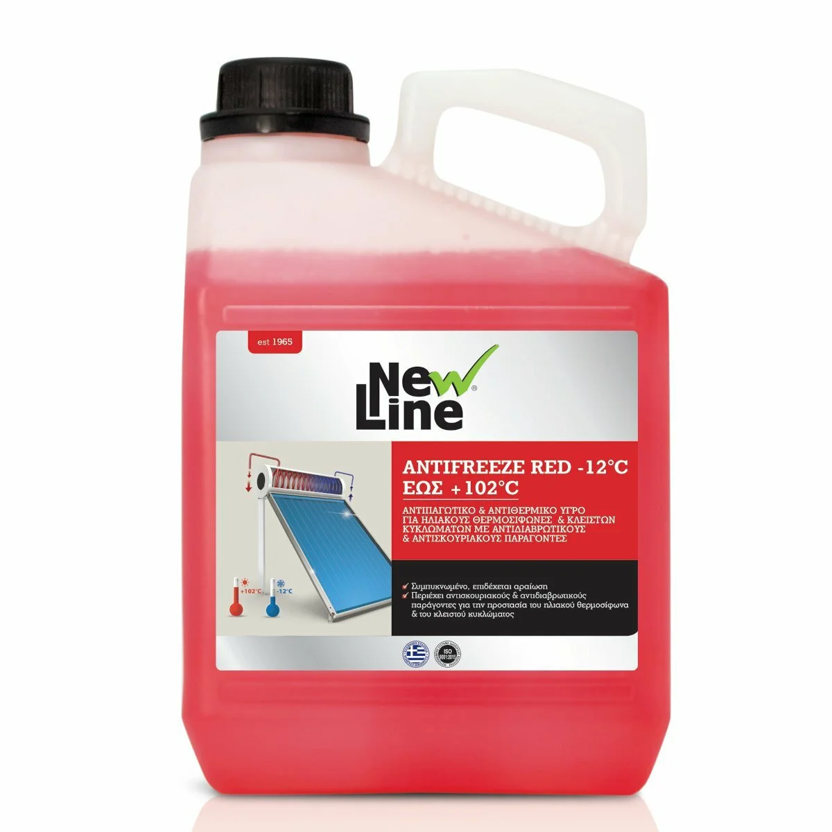 Φωτογραφία προϊόντος: Antifreeze Red -12°C + 102°C Αντιπαγωτικό + αντιθερμικό υγρό για ηλιακούς θερμοσίφωνες και κλειστών κυκλωμάτων 3L
