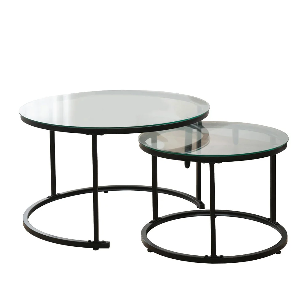 Φωτογραφία προϊόντος: LIBERTA SOLAR COFFEE TABLE SET 2ΤΕΜ ΜΑΥΡΟ 75x75x45