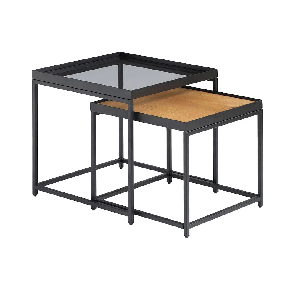 Φωτογραφία προϊόντος: LIBERTA HARMONICA SIDE TABLE SET 2ΤΕΜ ΦΥΣΙΚΟ ΦΙΜΕ ΜΑΥΡΟ 50x50x49