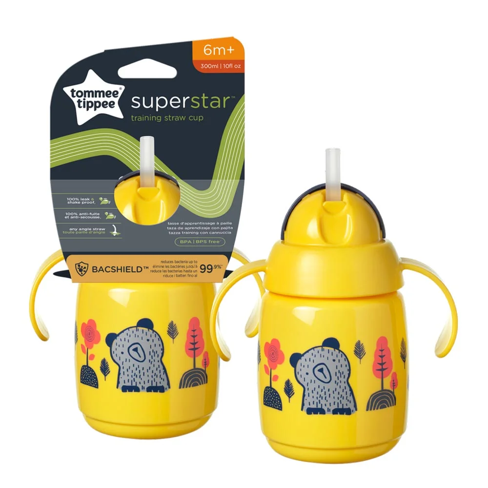 Φωτογραφία προϊόντος: Tommee Tippee Training Straw Cup Κύπελλο με λαβές και καλαμάκι 300ml 6m+ Yellow 447831