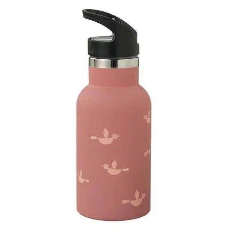 Φωτογραφία προϊόντος: Dark Pink, Birds, Μπουκάλι Θερμός από ανοξείδωτο ατσάλι με διπλό τοίχωμα και ενσωματωμένο καλαμάκι 350ml, Fresk