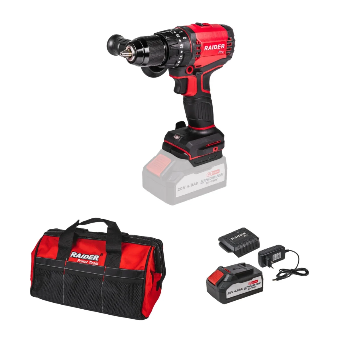 Φωτογραφία προϊόντος: RAIDER R20 combo-03 Δραπανοκατσάβιδο κρουστικό με φορτιστή + μπαταρία 4Ah + τσάντα