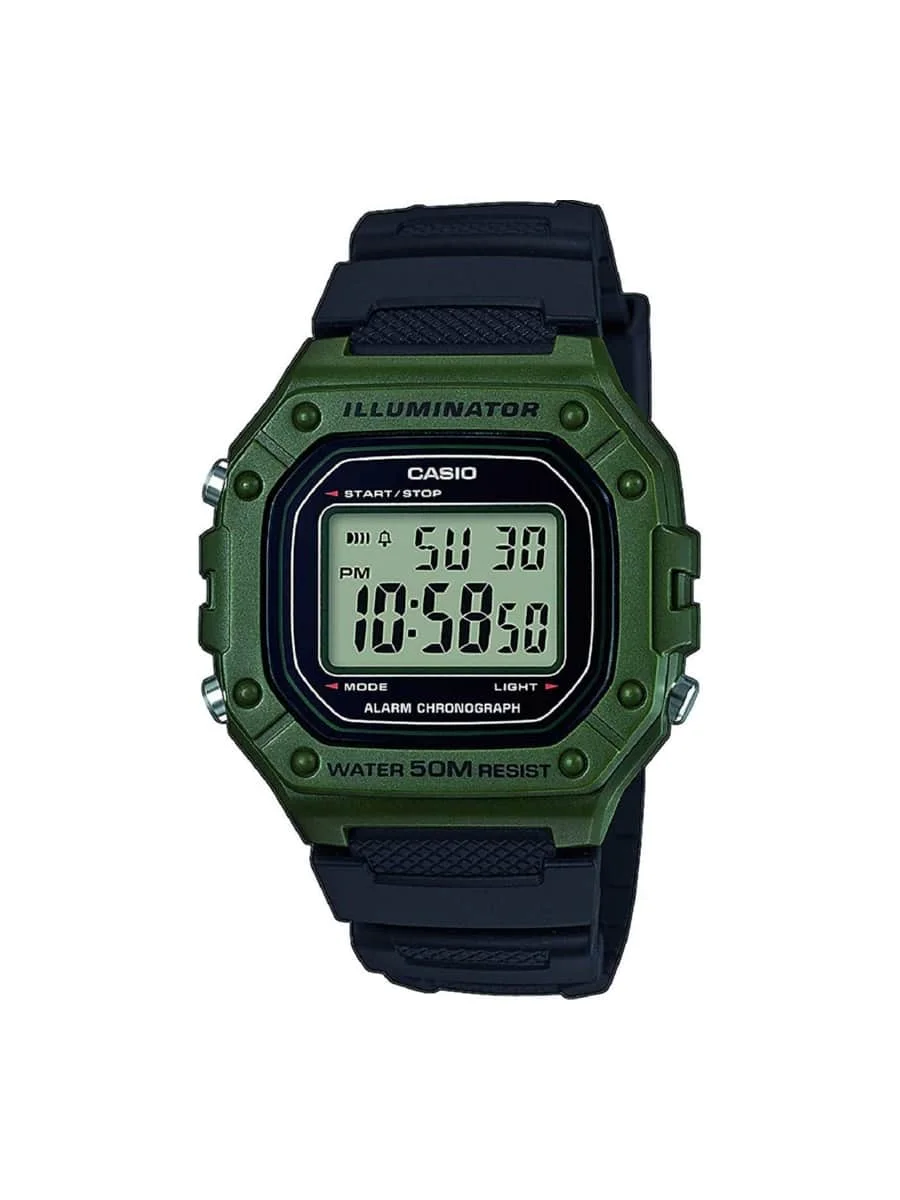 Φωτογραφία προϊόντος: Casio Collection Ρολόι Μπαταρίας με Μαύρο Καουτσούκ Λουράκι W-218H-3AVEF
