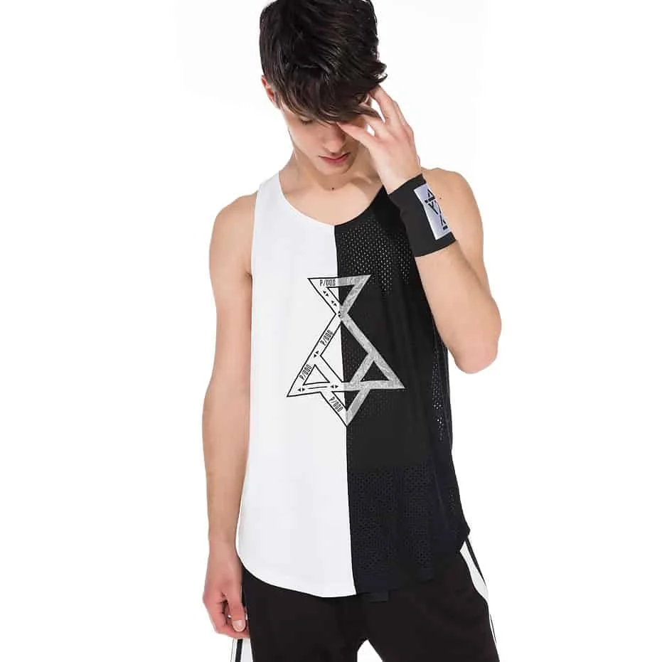 Φωτογραφία προϊόντος: Sleeveless black and white t-shirt with P/COC logo in front