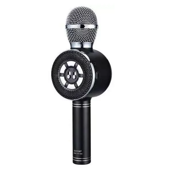 Φωτογραφία προϊόντος: OEM Ασύρματο bluetooth μικρόφωνο με ενσωματωμένο ηχείο, karaoke και disco light led Wster WS-669, σε μαύρο χρώμα