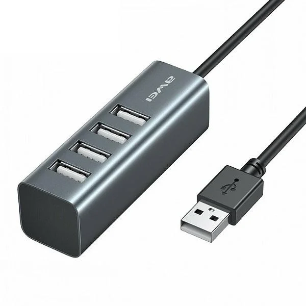 Φωτογραφία προϊόντος: OEM Mini USB UB 2.0 με 4 Θύρες για Υπολογιστές + Φόρτιση Συσκευών Awei CL-122 - Συμβατό με Macbook - Docking Station Γκρι