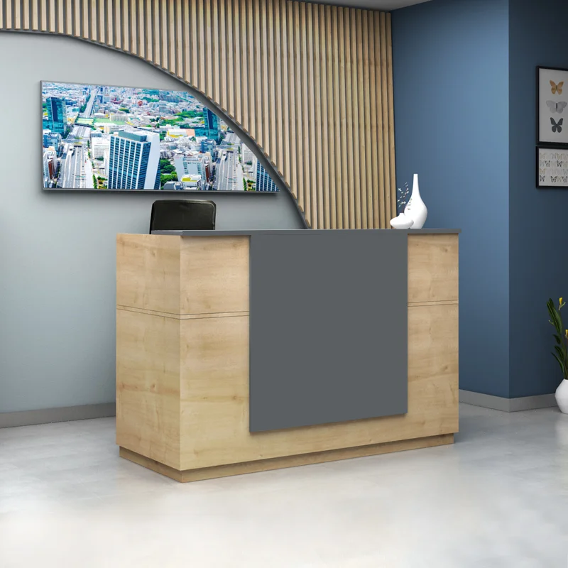 Φωτογραφία προϊόντος: Γραφείο υποδοχής - reception Gemini Megapap χρώμα φυσικό οξιάς - ανθρακί 180x70x110εκ.