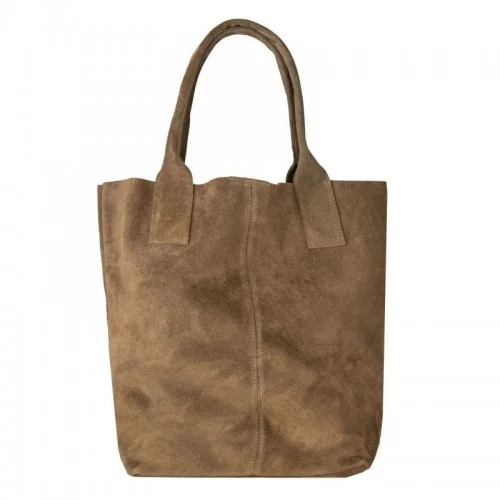 Φωτογραφία προϊόντος: J&A BAGS Collection Δερμάτινη Suede Τσάντα Χειρός & Ώμου Shopping Bag Πούρο J&A BAGS
