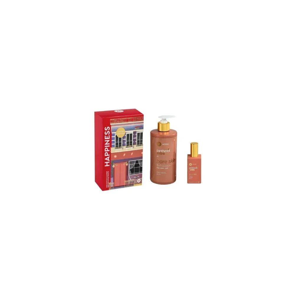 Φωτογραφία προϊόντος: Panthenol Extra Happiness Bare Skin 3-in-1 Αφρόλουτρο-Σαμπουάν 500ml + Bare Skin Γυναικείο Άρωμα 50ml