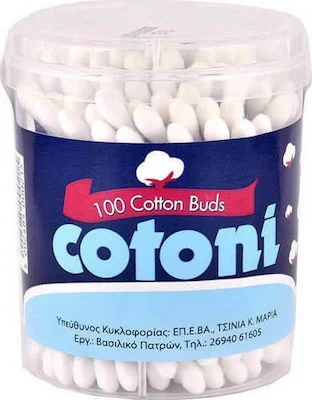 Φωτογραφία προϊόντος: COTONI 100 Cotton Buds (Μπατονέτες)