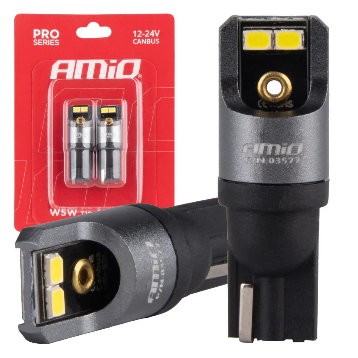 Φωτογραφία προϊόντος: AMIO ΛΑΜΠΑΚΙΑ T10 W5W 12/24V 6.000K 4xSMD LED CAN-BUS ΛΕΥΚΟ 2016 PRO SERIES AMIO - 2 Τεμ. 03577/AM