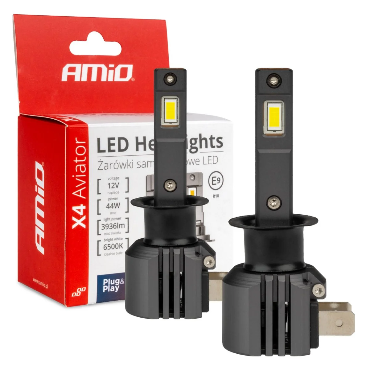 Φωτογραφία προϊόντος: AMIO ΛΑΜΠΕΣ LED H1 12V 44W 6.500K 3.936lm CSP X4 SERIES AVIATOR PLUG & PLAY ΑΜΙΟ - 2 ΤΕΜ. 03761/AM