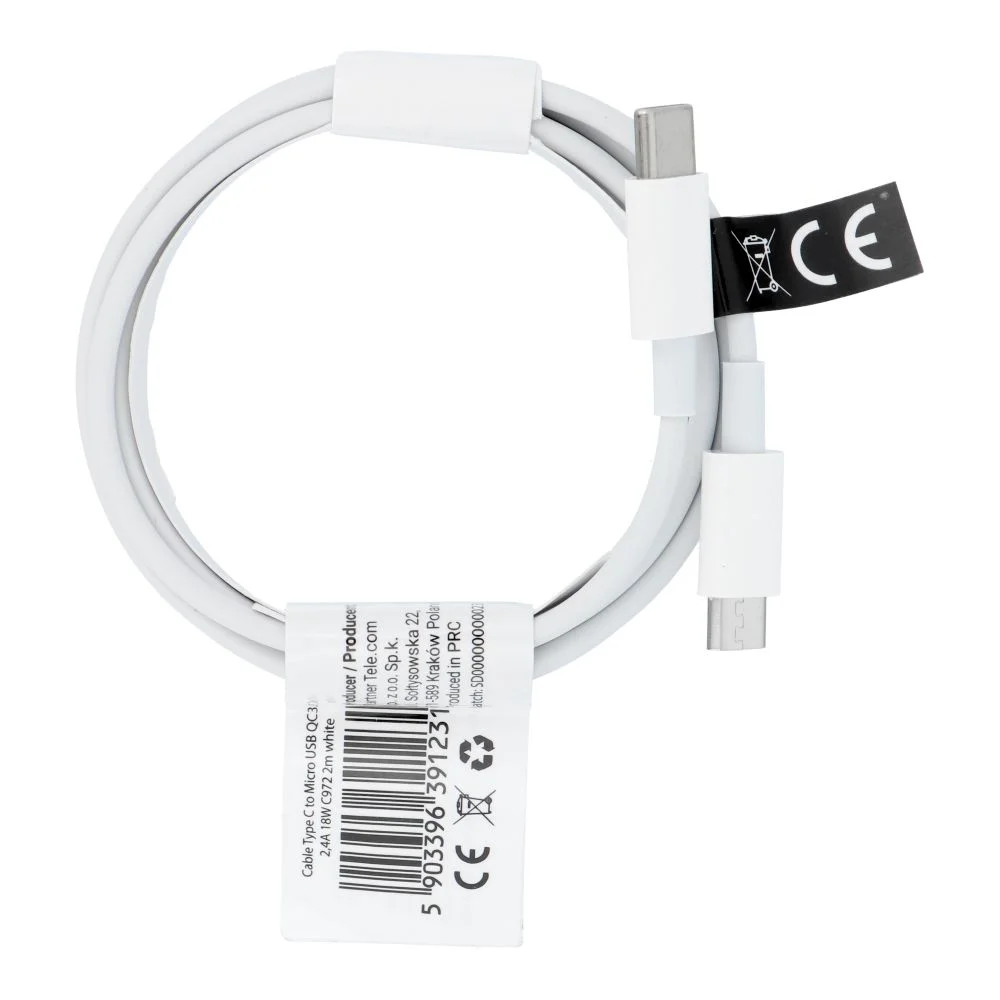 Φωτογραφία προϊόντος: Cable USB C to Micro USB QC3.0 2,4A 18W C972 2 m white