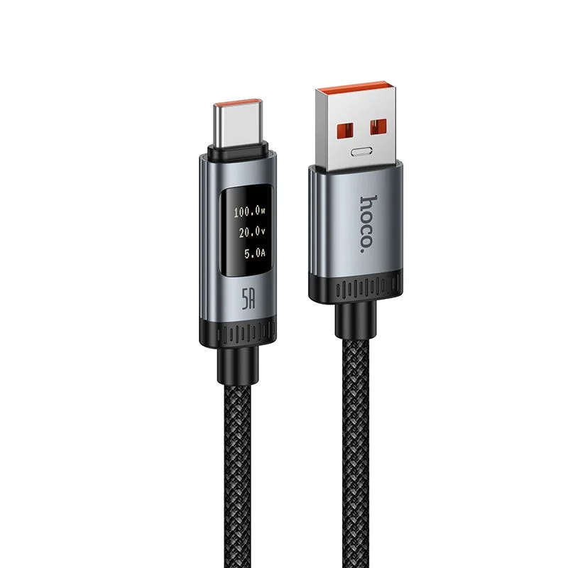 Φωτογραφία προϊόντος: . Data Cable with digital display USB A to USB C Hoco PD 6A 240W 1,2 m U148 black