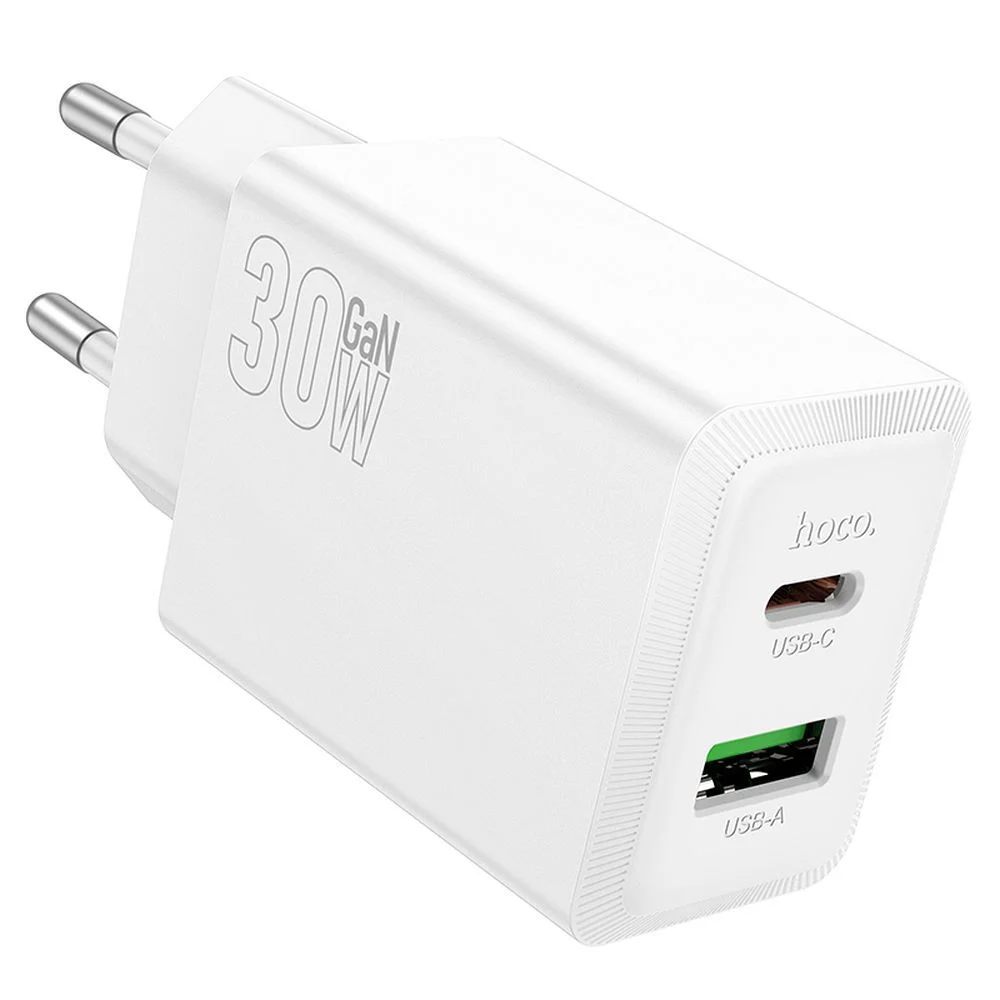Φωτογραφία προϊόντος: Phone charger Hoco USB A + USB C QC3.0 PD AFC 3A 30W N71 white