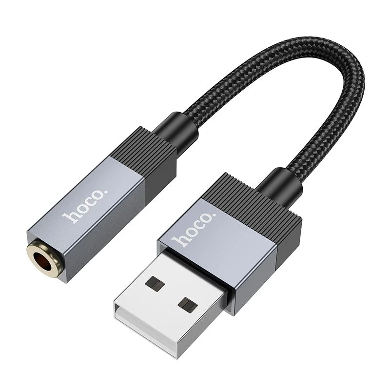Φωτογραφία προϊόντος: . Adapter AUX USB A (male) to Jack 3,5 mm (female) Hoco UPA32D black