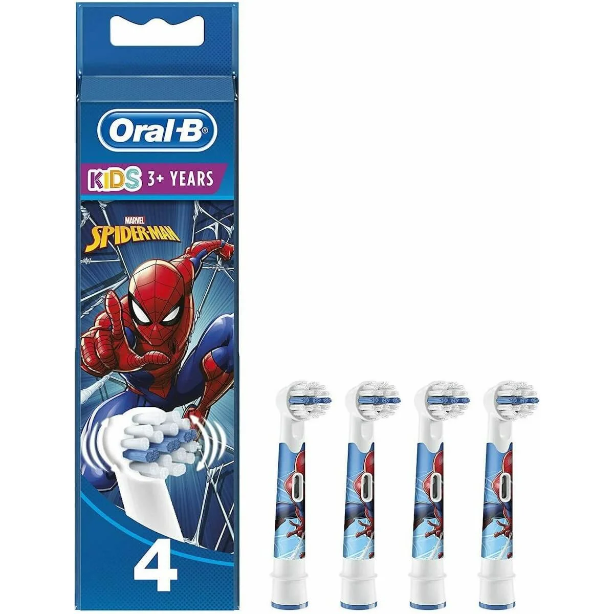 Φωτογραφία προϊόντος: Oral-B Kids 3+ Spriderman Παιδικές Ανταλλακτικές Κεφαλές Βουρτσίσματος 4 τεμάχια.